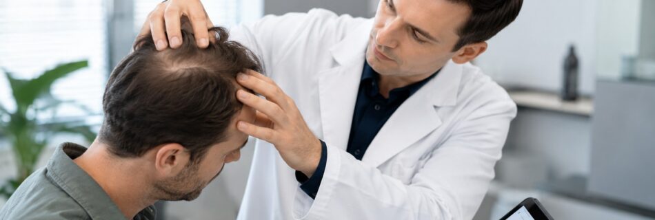 Dermatologue_examinant_le_cuir_chevelu_d_un_patient_avec_chute_de_cheveux_traitement_personnalisé_selon_profil_2026_format_16_9